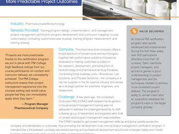 Pharmaceutical Company’s Internal PM Certification Program Brings More Predictable Project Outcomes